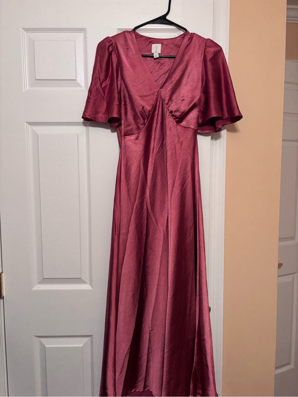 Joie Women's Satin V-Neck Flutter Sleeve Dress - Rose